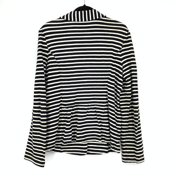Caslon Knit Blazer Jacket Womens Apx Size Medium One Button Striped Black White - Picture 2 of 6